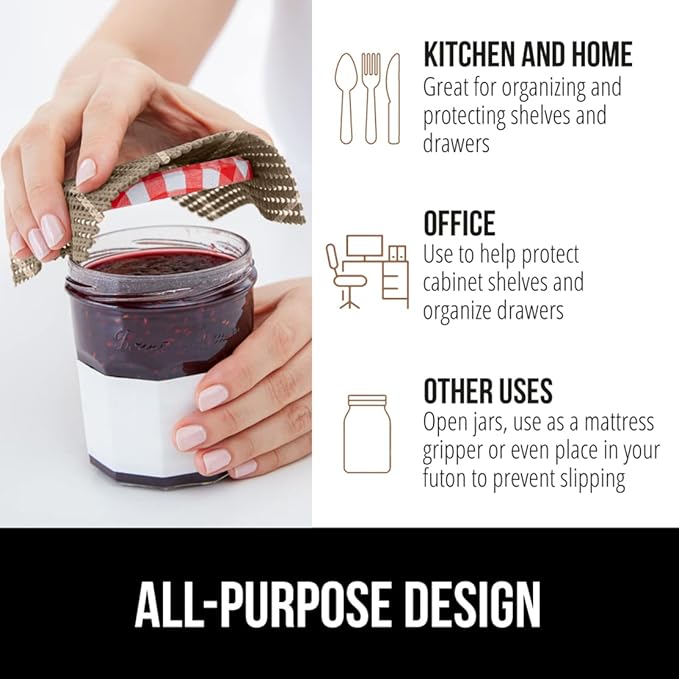 GORILLA GRIP powerGRIP Drawer Shelf and Cabinet Liner, Thick Strong Hold, Non-Adhesive Liners Protect Kitchen Cabinets and Cupboard, Bathroom Drawers, Easy Install, Breathable Mat, 12" x20', Beige