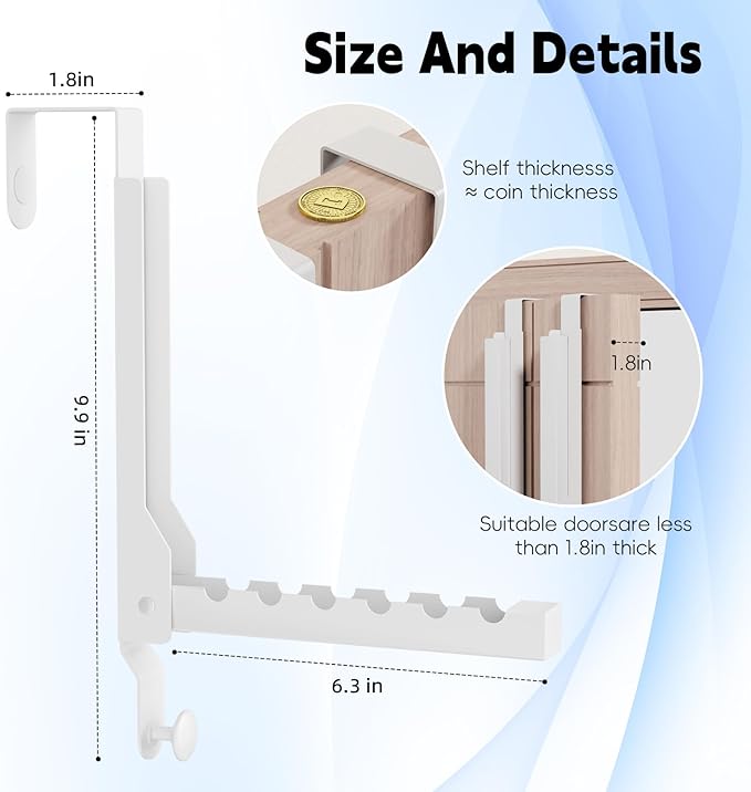 2 Pack Over The Door Hanger Folding Clothes Drying Rack, Folding Hanging Coat Rack for Indoor Laundry Room Compact Small Space Foldable Portable Clothing Hanger Hook Collapsible (White-2(Upgraded))