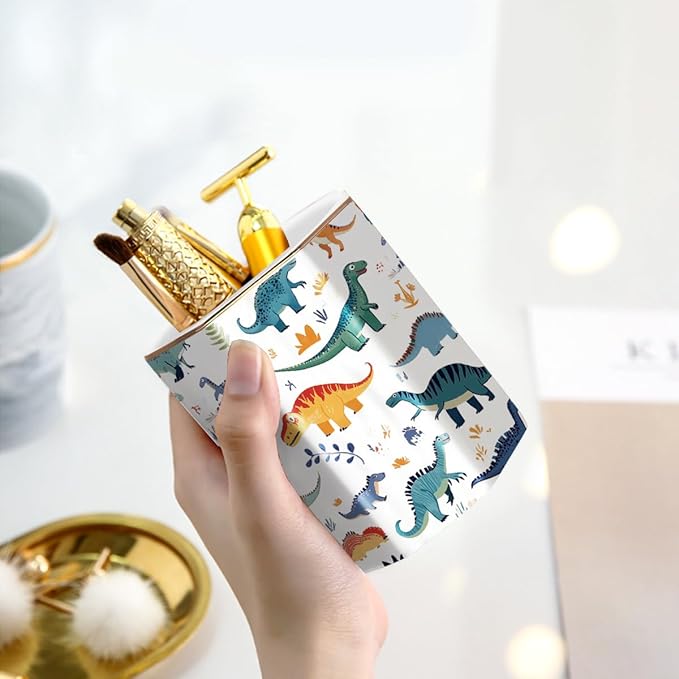 WAVEYU Pen Holder, Pencil Cup for Desk, Cute Desk Organizer, Durable Ceramic Decorative Makeup Brush Desktop Accessories, Stylish Stationery for Office, Home, Cute Dinosaur Pattern