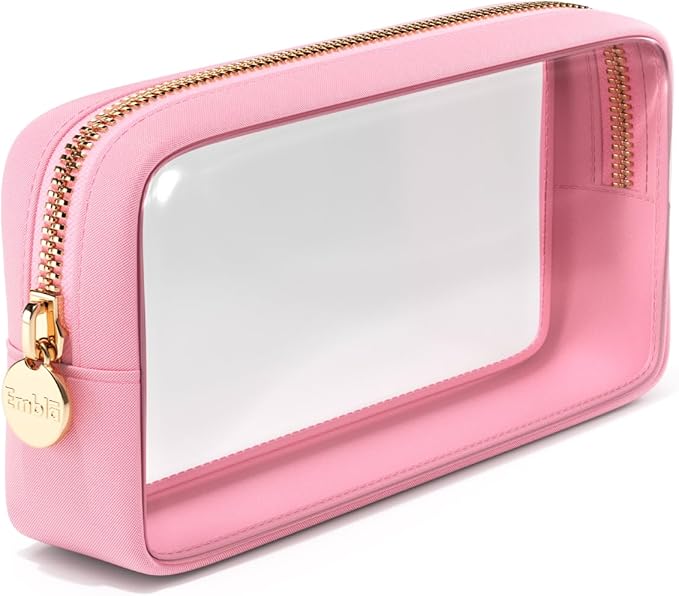 Clear Makeup Bag Zipper Pouch, Transparent Cosmetic Case Organizer, TSA Approved Travel Toiletry Case, Travel Accessories Essentials Makeup Tote for Women, Small Cute Make up Bag for Purse - Flamingo