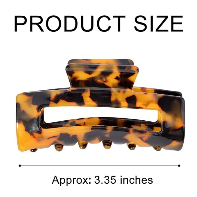 Big Claw Hair Clips 3.3 Inch Tortoise Banana Hair Clips for Women Girls Thin Hair French Design Celluloid Leopard Print Strong Hold Hair Clips for Thick Hair