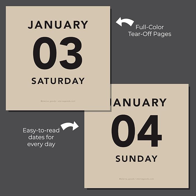 2026 Large Text Daily Calendar | Today Is Box Calendar with Big Dates For Easy Reading, Great for Home or Office, Calendar Gift For Her or Him. Hanging Wall Calendar for Work