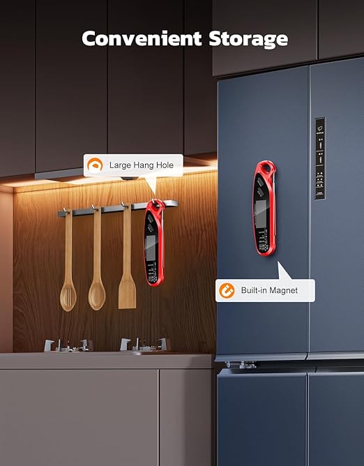 Instant Read Meat Thermometer Digital with Dual Probe, Food Thermometer for Cooking & Grilling, Large Backlit & Calibration, for Kitchen/Oven/Grill/Smoker/BBQ/Oil/Fry, Fathers Day Gift for Dad