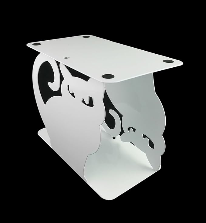 Winterworm Cute Vivid Lovely Persian Cat Nonskid Thickening Iron Metal Bookends Book Organizer for Library School Office Home Study Desk Organizer (White)