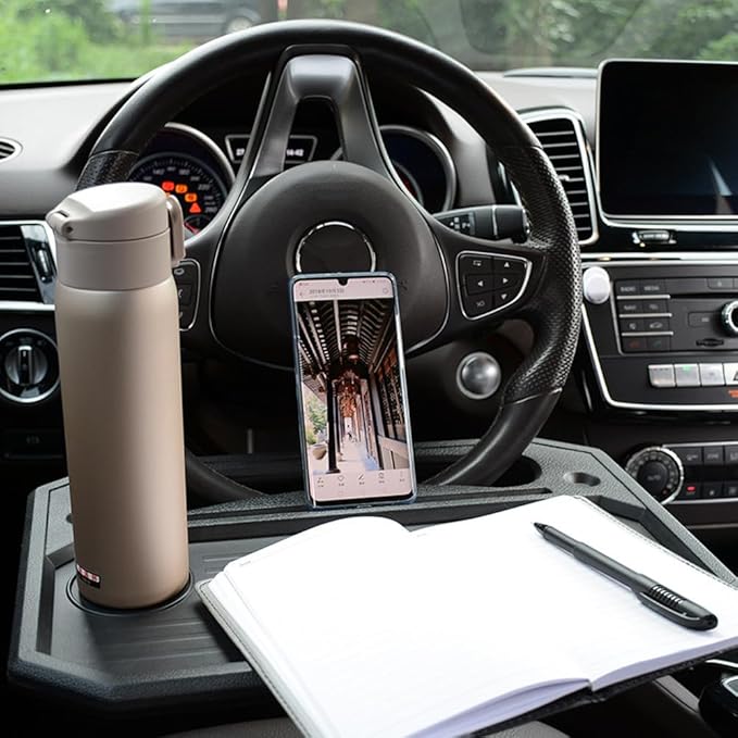 Car Steering Wheel Tray for Eating Food,Steering Wheels Desk Road Trip Essentials for Adults,Car Table Food Trays Organization,Cars Cool Interior Gadgets Accessories(Black)