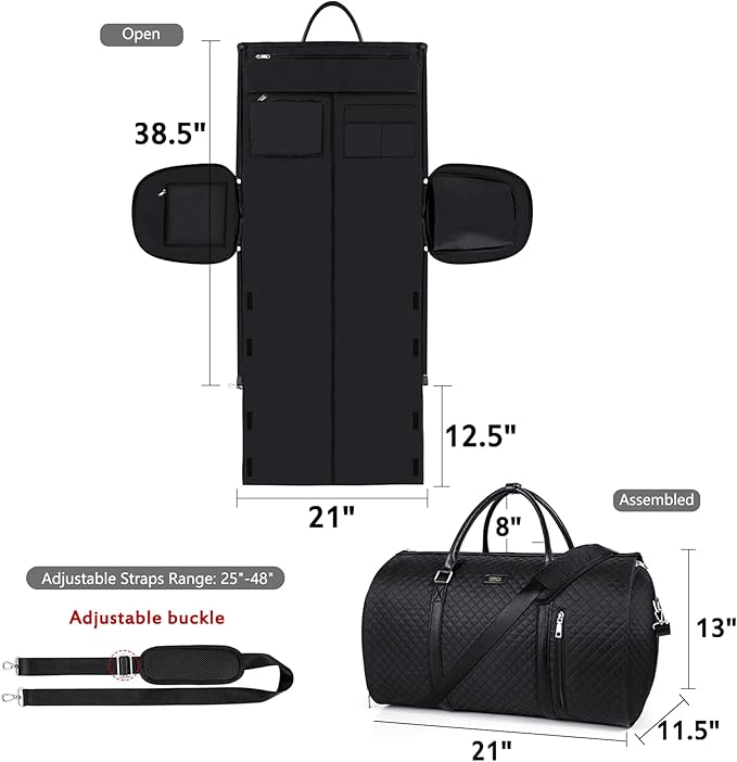 Convertible 2-in-1 Garment Bags for Travel, 50L Carry On Garment Duffle Bag With Shoe Compartment Large Weekender Bag for Women Men Hanging Suitcase Suit Travel Duffel Overnight Bags