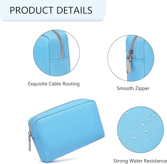 Waterproof Makeup Bag Large Capacity Women's Classic Black Wash Bag Adjustable Partition Wash Bag Brush and Cosmetic Carrying Bag… (Sky Blue)