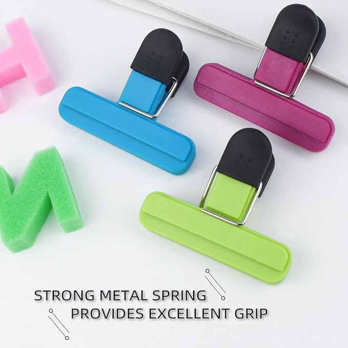 6 Pack Chip Bag Chips Food Clips with Heavy Duty Tight Seal Grip Plastic Bags Clips for Food Storage Assorted Colors Food Bag Clips Snack Clips Small Sizes Kitchen Clip for Coffee Snacks (3 Colors)
