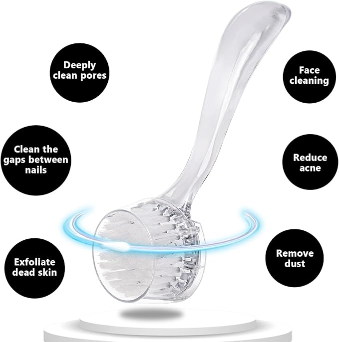 3 Pcs Facial Cleansing Brush, Manual Face Brushes for Cleansing and Exfoliating, Face Scrubber to Massage, Deep Pore Exfoliation, Makeup Remove and Skin Care with Soft Bristles, Clear