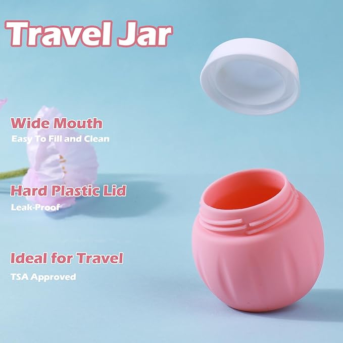 Travel Containers for Toiletries, GLAMFIELDS TSA Approved 1.7oz 50ml Travel Size Silicone Cream Jars BPA Free, Leak-proof Travel Essentials with Lid for Cosmetic Face Hand Body Cream Orange (4 Pack)