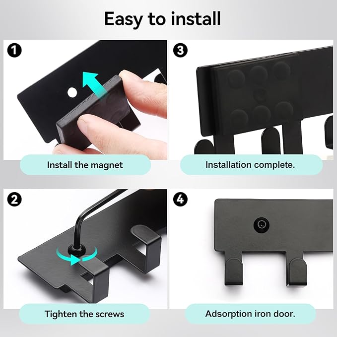 Magnetic Key Holder for Frideg,Heavy Duty Strong Magnetic Key Hanger with 10 Hooks for Refrigerator,Magnetic Key Holder Wall Mount for Metal Surface in Entryway,Garage,Pantry,Washing Machine