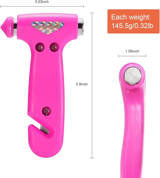 THINKWORK Car Safety Hammer for Teen Girl and Lady's Gifts, 2 Pack Three-in-One Emergency Escape Tool with Window Breaker and Seat Belt Cutter, Safety Emergency Car Escape Tool for Family, Children