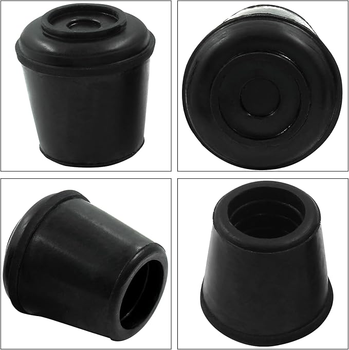 16Pcs 5/8 Inch (16mm) Chair Leg Tips Caps, Round Rubber Non-Slip Folding Chair Leg End Caps Black Furniture Table Feet Caps Floor Protector Cover for Hardwood Floors