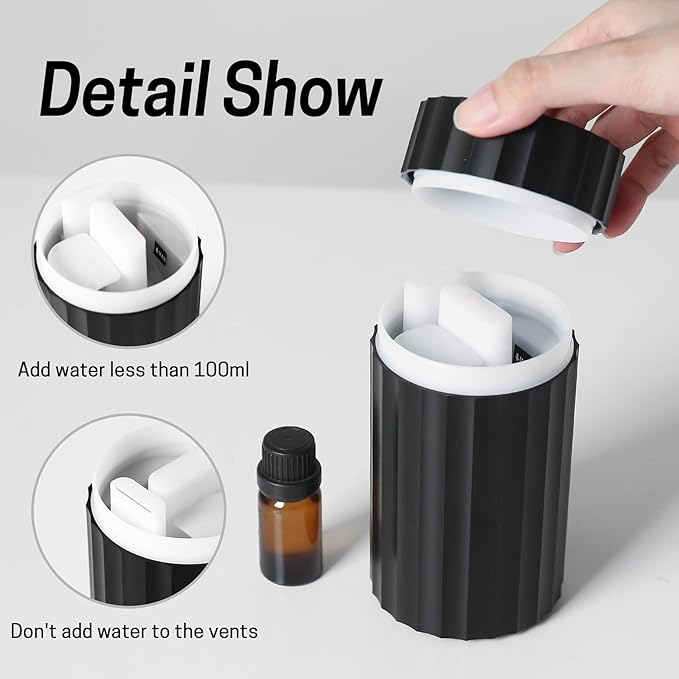 Rican Car Diffuser, Black Car Humidifier,Flame Diffuser for Essential Oils - Mini Portable Humidifier Cool Mist,100ml Colorful Air Aroma Diffuser,Aromatherapy Diffuser for Home Office