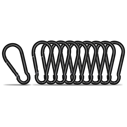 KINLINK 10 Pack Black Carabiner Clip, 1.97 inch Heavy Duty Spring Snap Hook, Small Carabiner Clips for Outdoor Camping, Swing Set, Hammock, Hiking Travel, Fishing, Quick Link Keychain