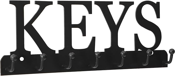 Lixgifts Key Holder Wall Mounted Key Hooks for Wall Decorative with 7 Hooks Black Metal Key Organizer Rack Hanger for Entryway, Front Door, Hallway, Office 10X3.7 inches