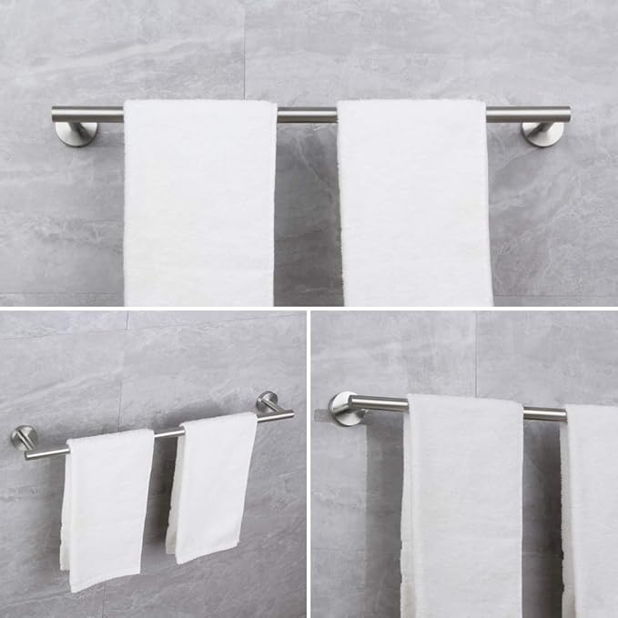 kimzcn 24-Inch Brushed Finish Bath Hand Towel Bar SUS 304 Stainless Steel Towel Rack Holder for Bathroom Wall Mount…