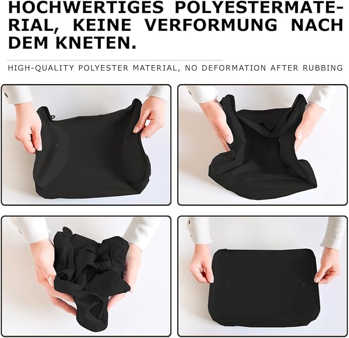 6 Set Packing Cubes for Travel, Luggage Organizers with Shoe & Toiletry Bags, Lightweight Suitcase Organizer for Carry-On, Washable Laundry Bags(Black)