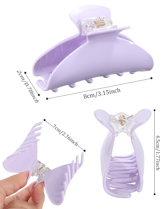 4Pcs Large Acrylic Hair Claw Clips - Strong Hold Thick Hair Banana Barrettes for Women Girls (Hair Clips, Banana