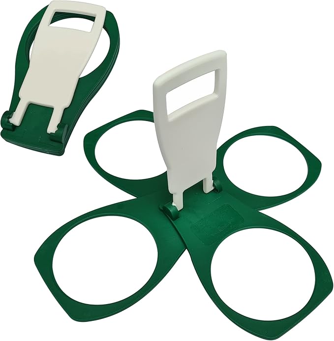 CarryAround Fold Away Cup Carrier/Caddy [Green] Take-Out Coffee Soft Drink Pint Beer Beverage Holder, Sturdy Reusable Pocket Size, Festival Sports Gigs - Easy & Safe - Hot Drinks - 3-4 Cup Position