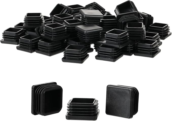 1" Square Tube End Cap Plastic Plugs Chair End Caps 1 Inch (25mm), 1X1 Tubing Plugs Furniture Sliders Glides Black (Fit 0.85-0.94" Square Tube Inner Size, 40pack)