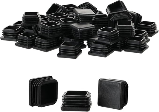 1" Square Tube End Cap Plastic Plugs Chair End Caps 1 Inch (25mm), 1X1 Tubing Plugs Furniture Sliders Glides Black (Fit 0.85-0.94" Square Tube Inner Size, 40pack)