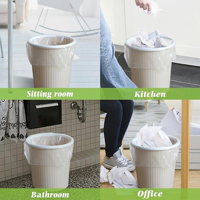 1.2 Gallon 210 Counts Strong Trash Bags Garbage Bags, Bathroom Trash Can Waste Basket Liners, Small Plastic Bags for home office kitchen, fit 5 Liter 5L, 1 Gal, Clear