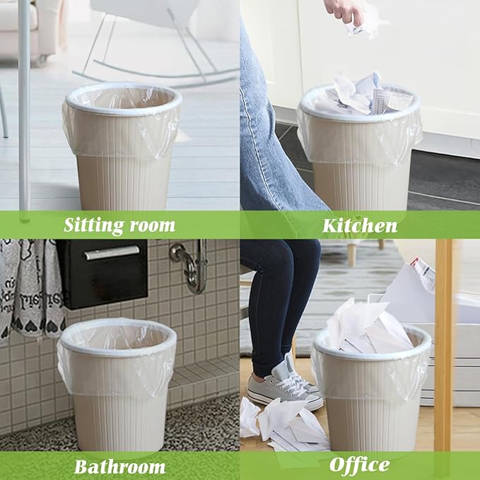 2.6 Gallon 220 Counts Strong Trash Bags Garbage Bags by Teivio, Bathroom Trash Can Bin Liners, Small Plastic Bags for home office kitchen,fit 10 Liter, 2,2.5,3 Gal, Clear