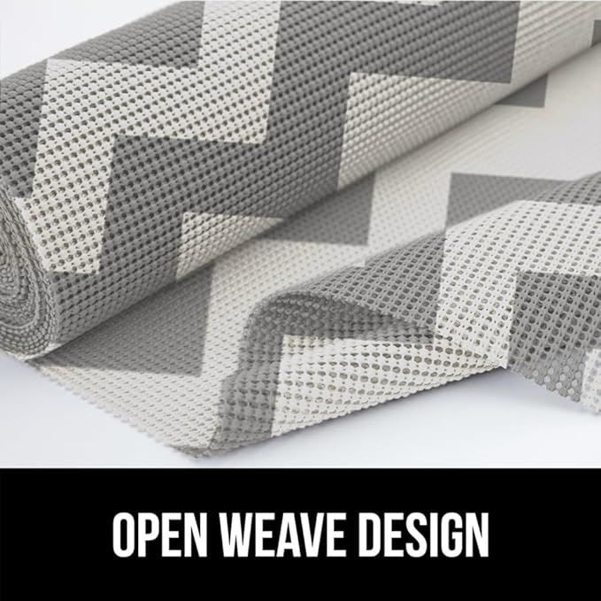 GORILLA GRIP powerGRIP Drawer Shelf and Cabinet Liner, Thick Strong Hold, Non-Adhesive Liners Protect Kitchen Cabinets and Cupboard, Bathroom Drawers, Easy Install, Breathable Mat, 20" x30', Chevron