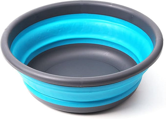 Ahyuan Collapsible Portable Wash Basin Dishpan 5L Kitchen Dish Pans Washing Basin Foldable Wash Dish Tub for Camping Supplies, Marine, Camper Accessories for Travel Trailers (Blue)