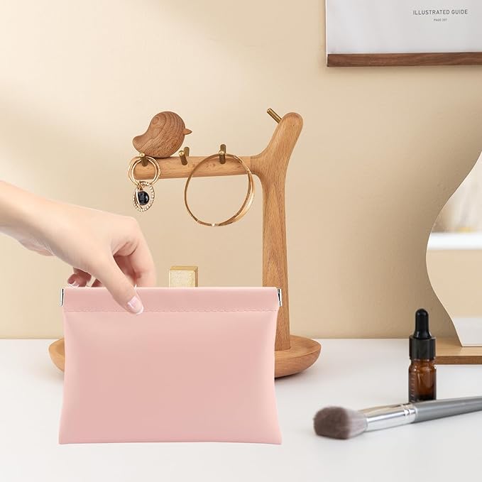 2 PCS Small Makeup Bag for Purse, mini Coin Purse for Women Lipstick Cosmetic Accessories Organizer, Mini Portable Cosmetic Bags, small Travel Kit Storage Pouch (1 Medium, 1 small), LQB-AA