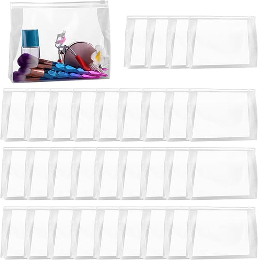 50 PCS Mini Clear Makeup Bags, Small Clear Zipper Pouches Travel Bags for Toiletries, Plastic Cosmetic Organizers, Waterproof, for Swimsuit Bikini Travel Vacation (7.9 x 5.9 x 2 Inch)