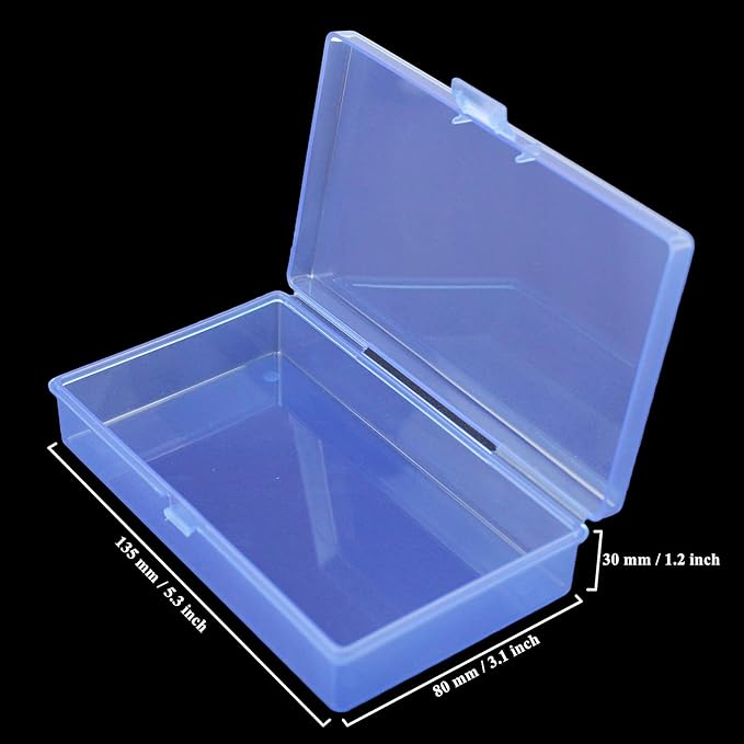 Goodma 8 Pieces Rectangular Empty Mini Plastic Organizer Storage Box Containers with Hinged Lids for Small Items and Other Craft Projects (Blue, 5.3 x 3.1 x 1.2 inch)