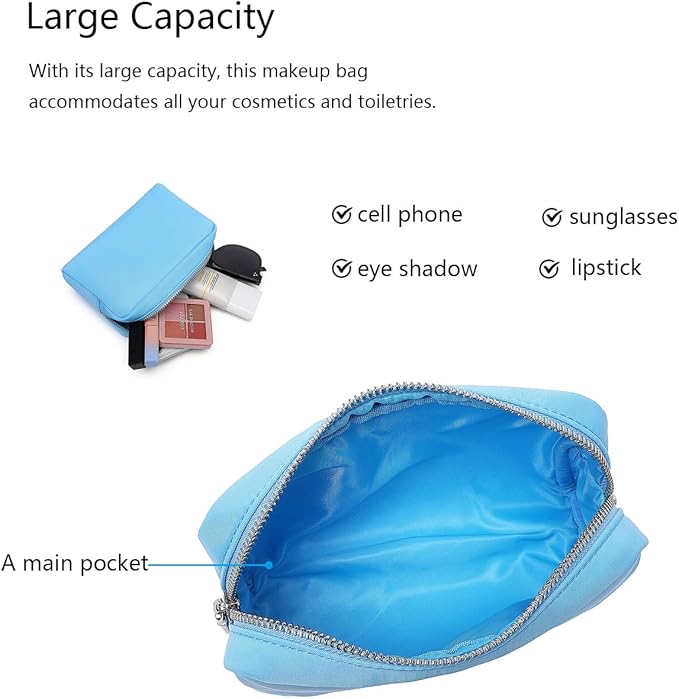 Waterproof Makeup Bag Large Capacity Women's Classic Black Wash Bag Adjustable Partition Wash Bag Brush and Cosmetic Carrying Bag… (Sky Blue)