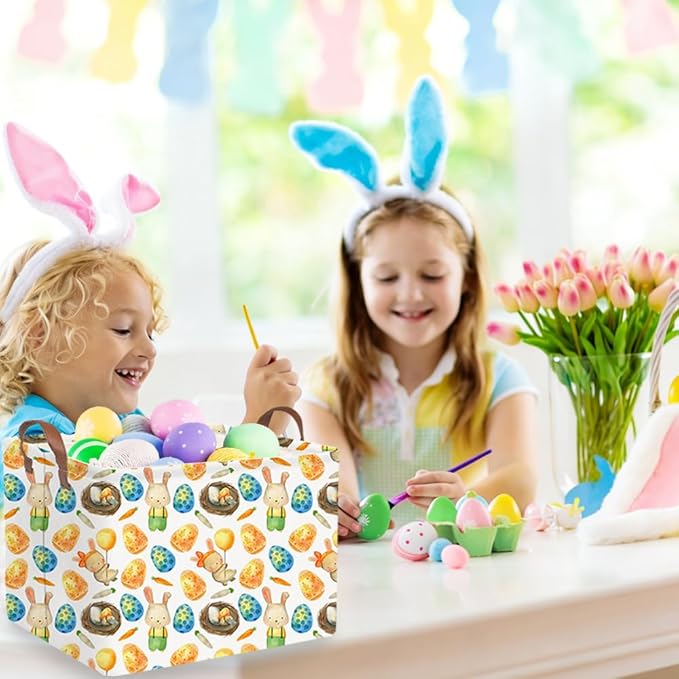 Rectangular Easter basket,Easter basket empty,Kids Storage Baskets for kids Bedroom,Gift bin,Kids Storage Bin,Easters gift baskets,Kids home Decor(Rabbit Easter egg)