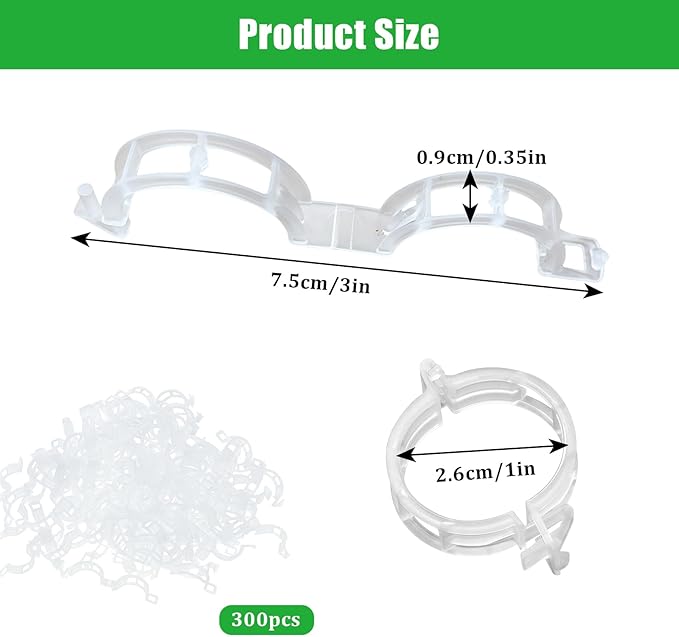 300 PCS White Plant Fixing Clips,Plant Support Clips, Tomato Clips, Plastic Trellis Clips,Garden Clip for Fixing Stem and Vine