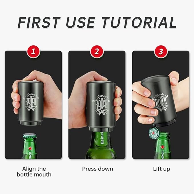 2PCS Automatic Beer Bottle Opener Drafts Top Beer Can Opener, Stainless Steel One-Handed Bottle Openers for Seniors, Portable for Kitchen Home Bar Restaurant Household Utensils Beer Accessories Gift