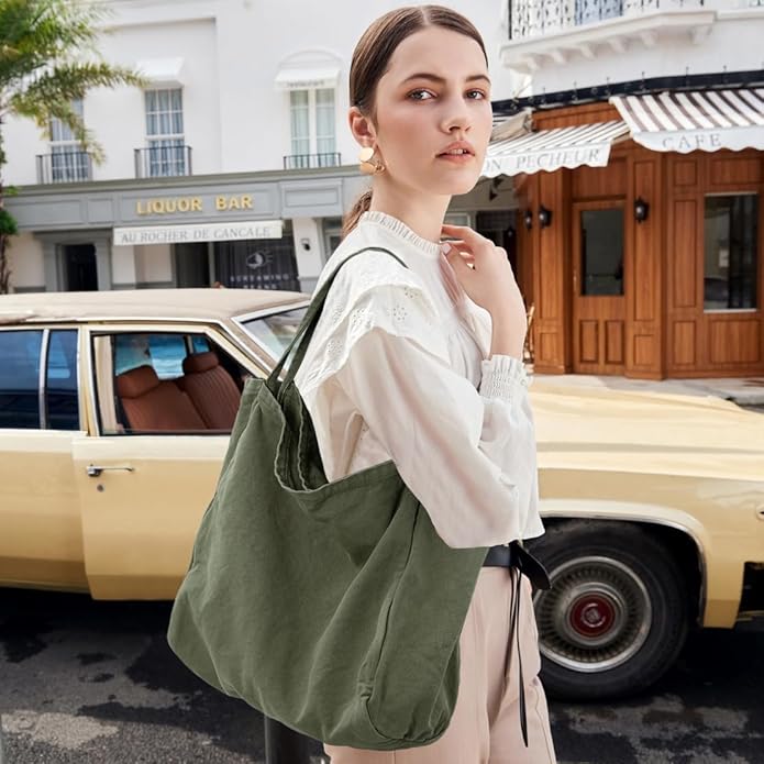 Canvas Tote Bag for Women Large Hobo Shoulder Bag for Work Travel Casual Message Bag Tote Purse handbags