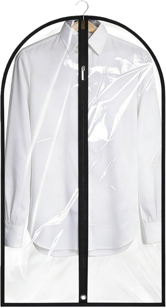Garment Bags for Hanging Clothes, 45'' Suit Bag Cover for Storage and Travel, Dress Bags for Gowns Long (Clear)