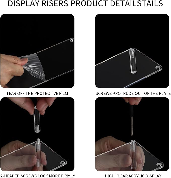 WEERSHUN 3 Tier Acrylic Display Stand Risers, Clear Tabletop Display Shelf for Perfume, Figures & Collectibles, Thick Acrylic Organizer for Cupcake, Cosmetics & Home Decoration