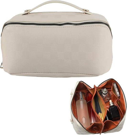 Travel Makeup Bag,Large Capacity Cosmetic Bags for Women,Waterproof Portable Pouch Open Flat Toiletry Bag Pattern Makeup Bag