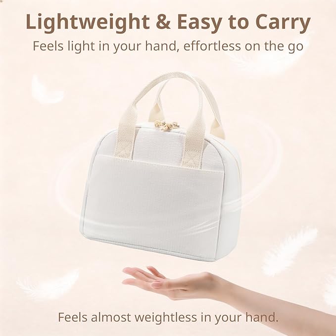 LOVELYWIND Insulated Lunch Bag for Women, Reusable Striped Lunch Box Cooler Bag with Large Capacity, Durable Lunch Tote for Work