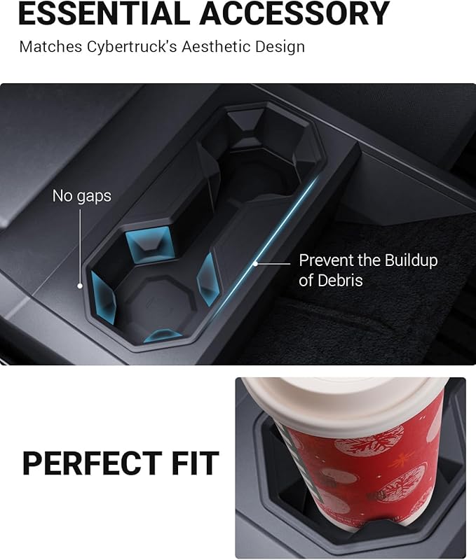 Motrobe Center Console Cup Holder Insert for 2024 2025 2026 Tesla Cybertruck [Seamless Fit for Console] Silicone Drink Organizer Holder for Cybertruck Interior Accessories