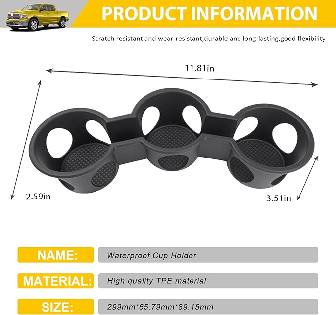 Jump Seat Cup Holder for 2013-2018 Dodge Ram 1500 2500-5500 & 2019-2025 Classic Models(NOT New Body) Center Console Cup Holder Insert Cupholder Coaster Liner Accessories(Jump Seat Only)