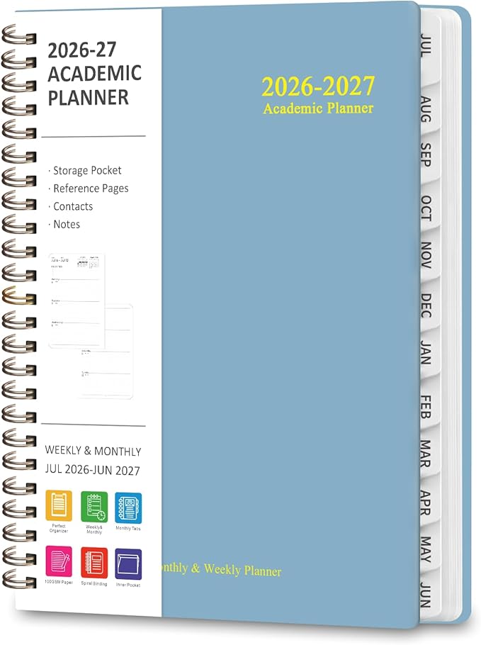 Planner 2026-2027, Weekly and Monthly Academic Planner, July 2026 - June 2027, Hardcover Calendar Agenda Book for School Year Planning, School Supplies for Teacher and Student, Letter Size(8.5'' x 11'')