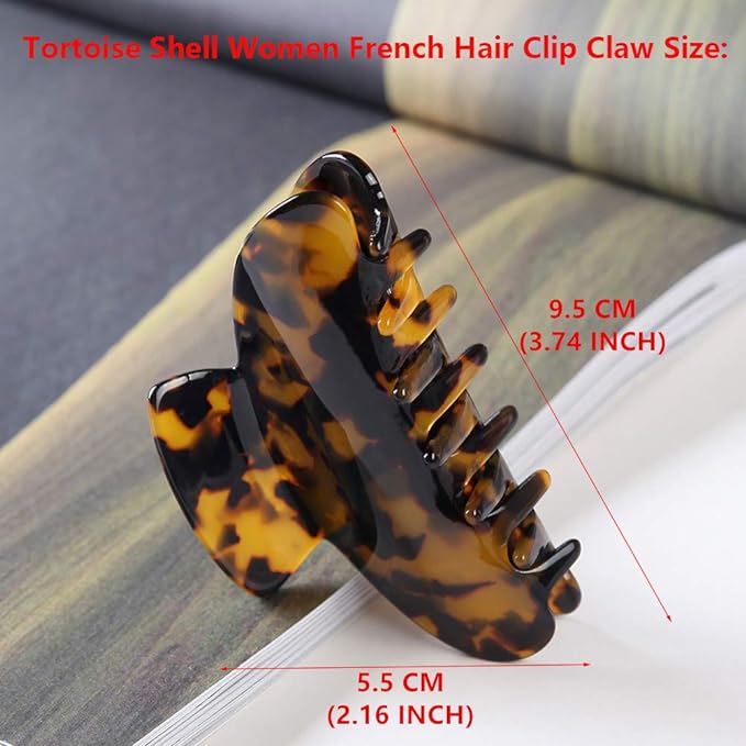 Big Claw Hair Clips for Women Girls Tortoise Hair Jaw Clips Large Hair Claw Clamps Celluloid Hair Clasp 2 Pack