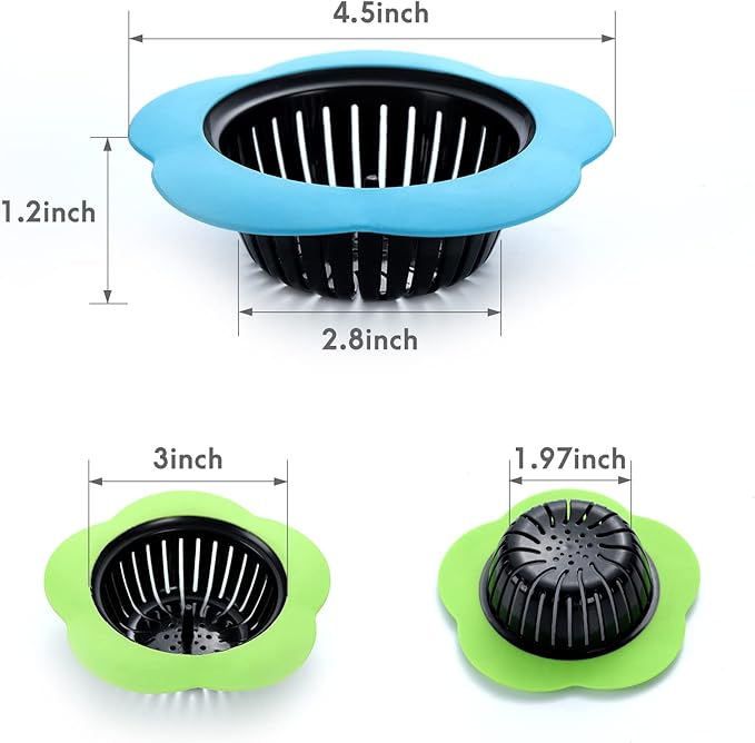 2 Pcs Kitchen Sink Strainer, Upgraded Silicone Sink Drain Strainer for Most Kitchen Sink Drain Basket 4.5" Diameter