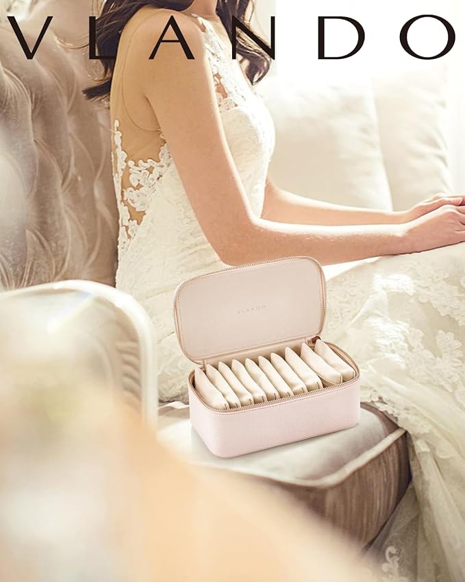 Vlando Teacher Gifts for Women,Jewelry Box with 12 Velvet Jewelry Bags Travel Jewelry Case for Girls Jewelry Organizer for Travelers Birthday Gift Ideas for Women (Pink)