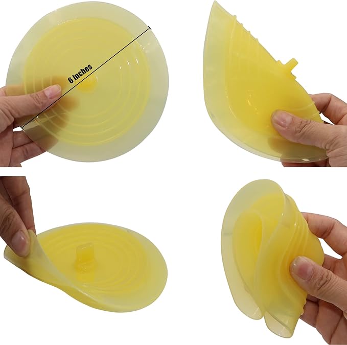 V-TOP Bathtub Drain Plug 2 Pack, 6 inches Large Silicone Tub Stopper Hair Stopper Flat Suction Cover for Kitchen Bathroom and Laundry (Yellow Transparent)