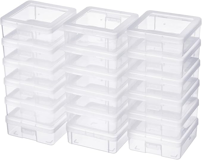 18 Pack Small Clear Plastic Storage Boxes with Lids, Arts & Crafts Storage Boxes & Organizers Storage Container Craft Jewelry Life Item Organizer for Puzzles, Pens, Rings,Nail Polish